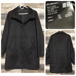 Uniqlo Wool Cashmere Coat Women’s M Dark Gray No Show Buttons